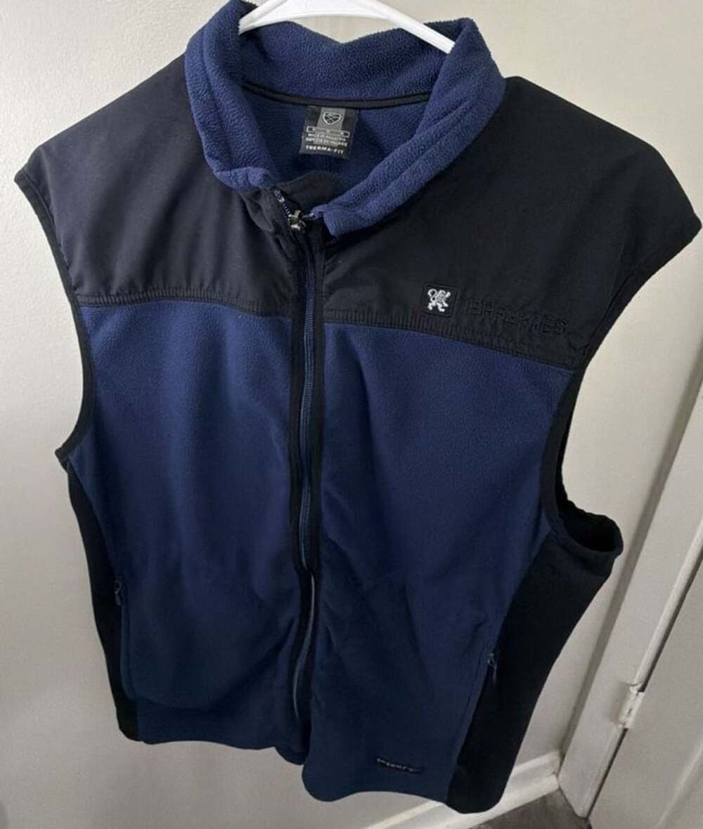 Nike Golf Thermolite Fleece Vest Mens M Navy Blue Full Zip Jefferies Logo